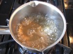Water and sugar mixture turning to caramel